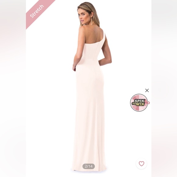 Azazie Cassia One Shoulder Bridesmaid Dress in color Rose Petal - Picture 2 of 10